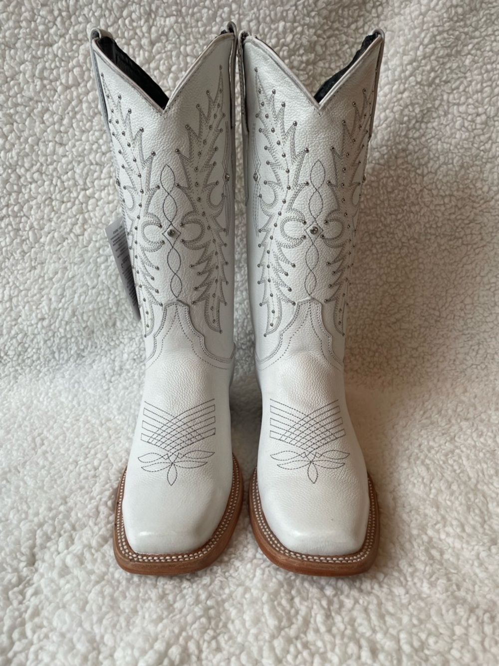 Rock'em White Paulina Square Toe Cowgirl Boot US 8.5 Bling Rhinestone Studded